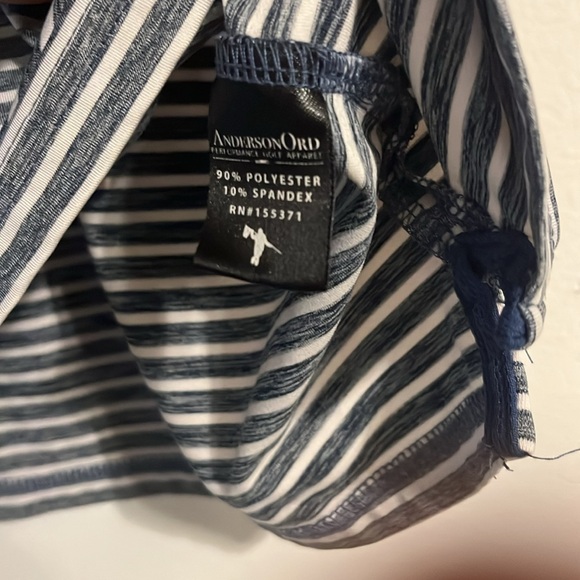 Anderson Ord Golf Polo Shirt Striped Blue Men’s Large Stretch - Picture 5 of 5